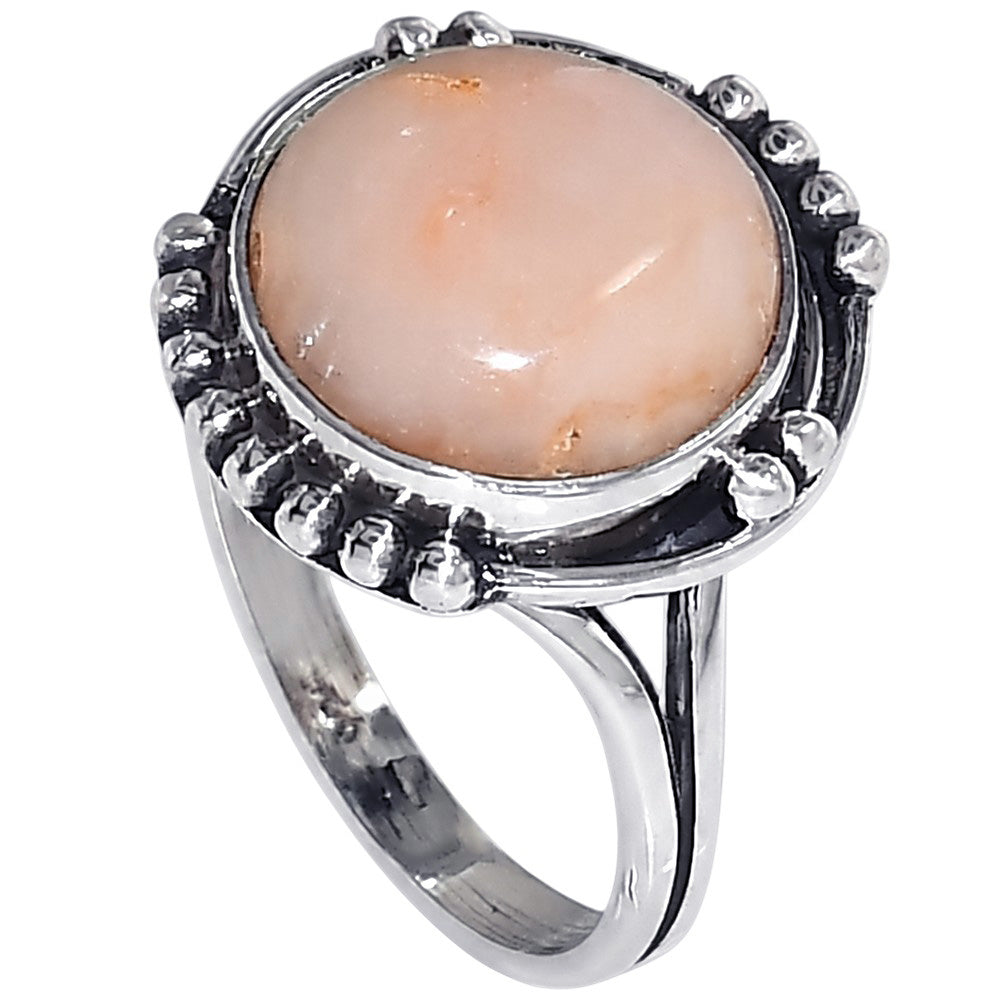 Pink Opal 925 Sterling Silver Ring Jewelry Size-18 SR01468