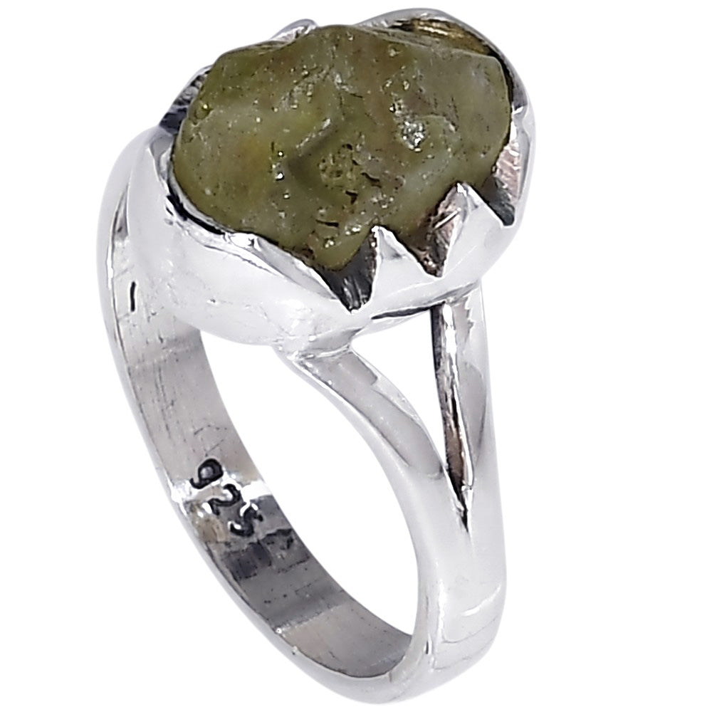 Peridot Rough 925 Sterling Silver Ring Jewelry Size-13 SR01469