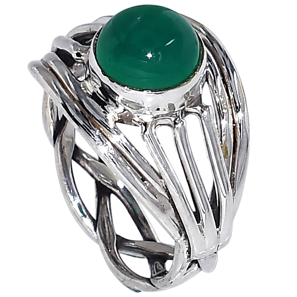 Green Onyx 925 Sterling Silver Ring Jewelry Size-16 SR01470