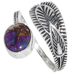 Adjustable - Copper Purple Turquoise 925 Sterling Silver Ring Jewelry Size-20 SR01471