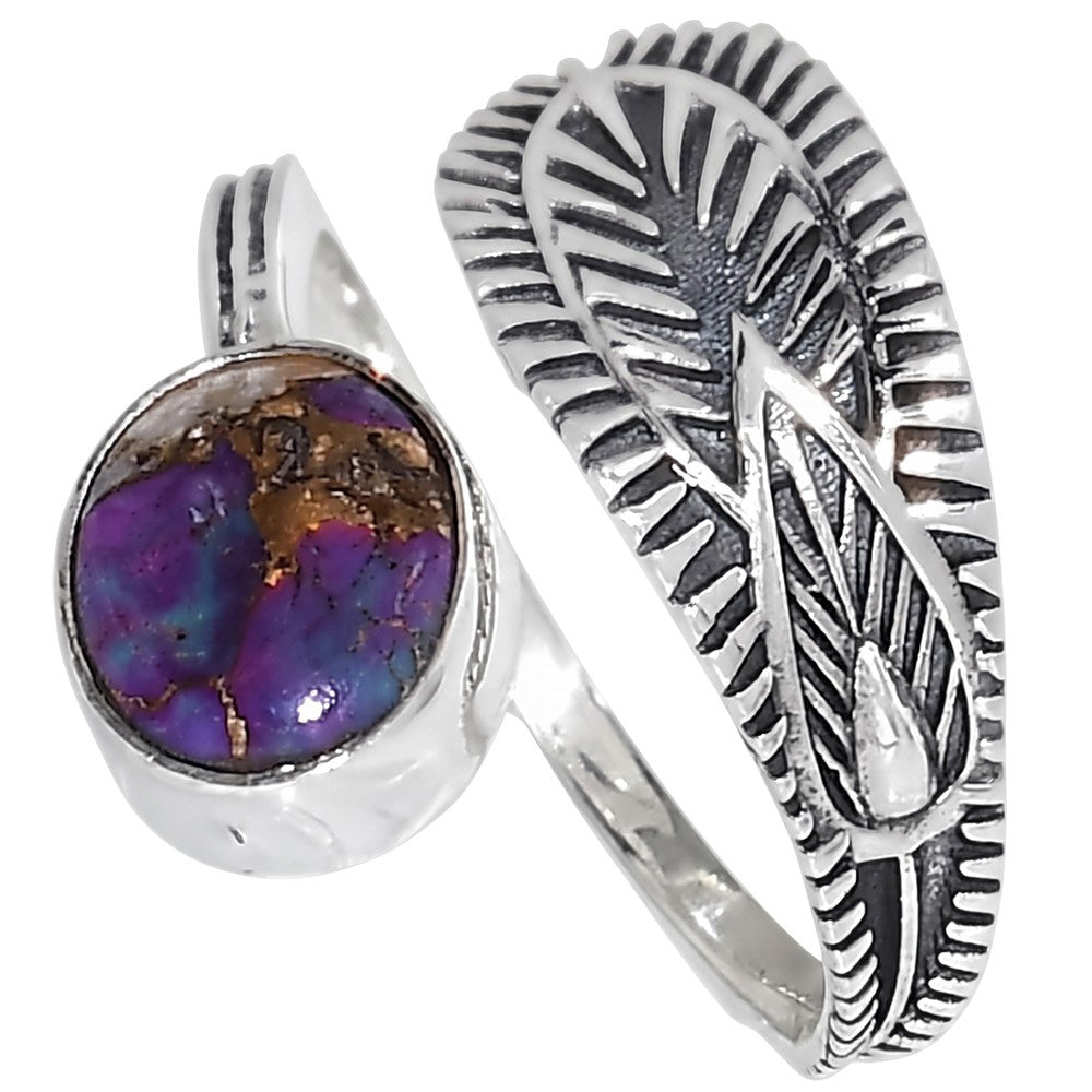 Adjustable - Copper Purple Turquoise 925 Sterling Silver Ring Jewelry Size-20 SR01471