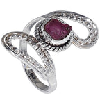 Pink Tourmaline Rough 925 Sterling Silver Ring Jewelry Size-16 SR01472
