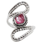 Pink Tourmaline Rough 925 Sterling Silver Ring Jewelry Size-16 SR01472