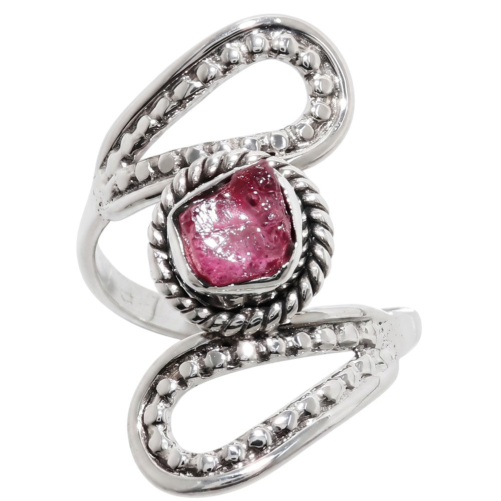Pink Tourmaline Rough 925 Sterling Silver Ring Jewelry Size-16 SR01472