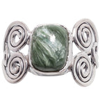 Russian Seraphinite 925 Sterling Silver Ring Jewelry Size-17 SR01474