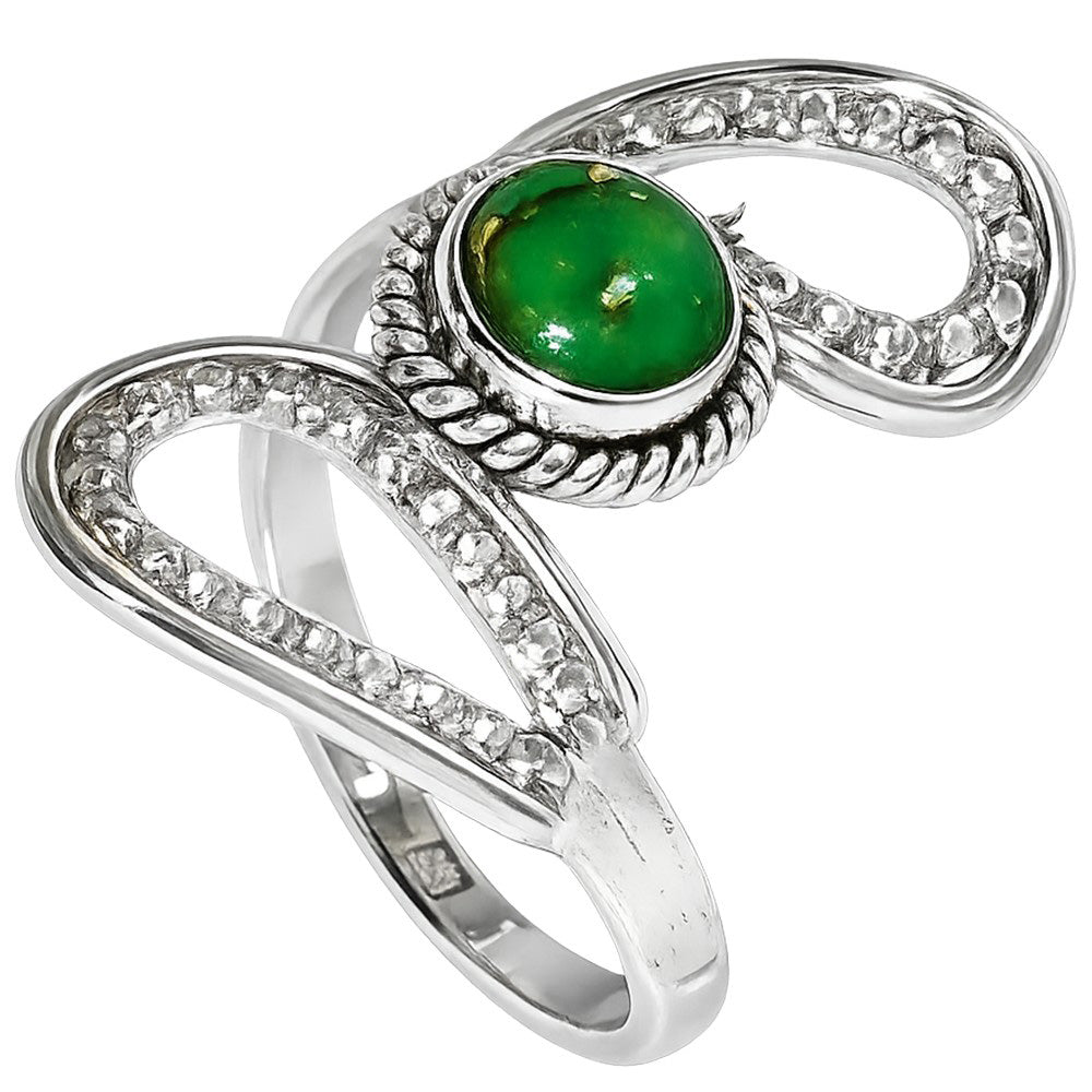Copper Green Turquoise 925 Sterling Silver Ring Jewelry Size-20 SR01482