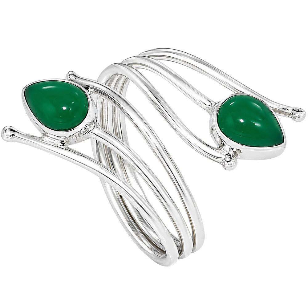 Adjustable - Green Onyx 925 Sterling Silver Ring Jewelry Size-20 SR01487