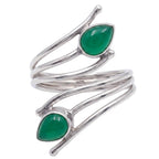 Adjustable - Green Onyx 925 Sterling Silver Ring Jewelry Size-20 SR01487