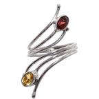 Adjustable - Hessonite Garnet and Citrine 925 Sterling Silver Ring Jewelry Size-14 SR01488