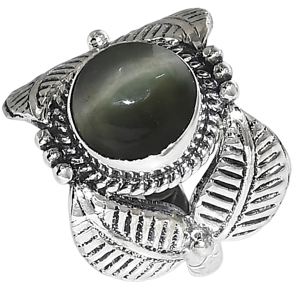 Leaf - Genuine Cats Eye 925 Sterling Silver Ring Jewelry Size-16 SR01489