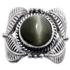 Leaf - Genuine Cats Eye 925 Sterling Silver Ring Jewelry Size-16 SR01489
