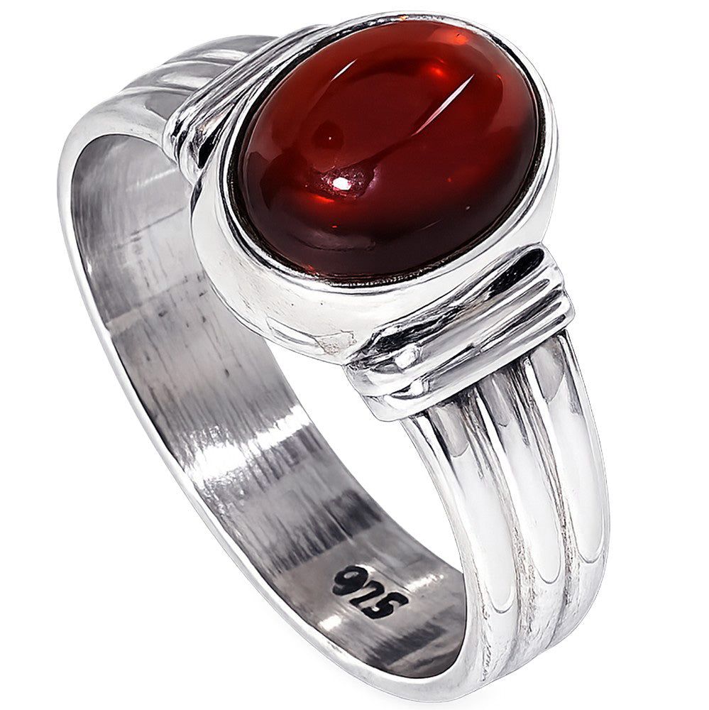 Hessonite Garnet Cab 925 Sterling Silver Ring Jewelry Size-20 SR01490