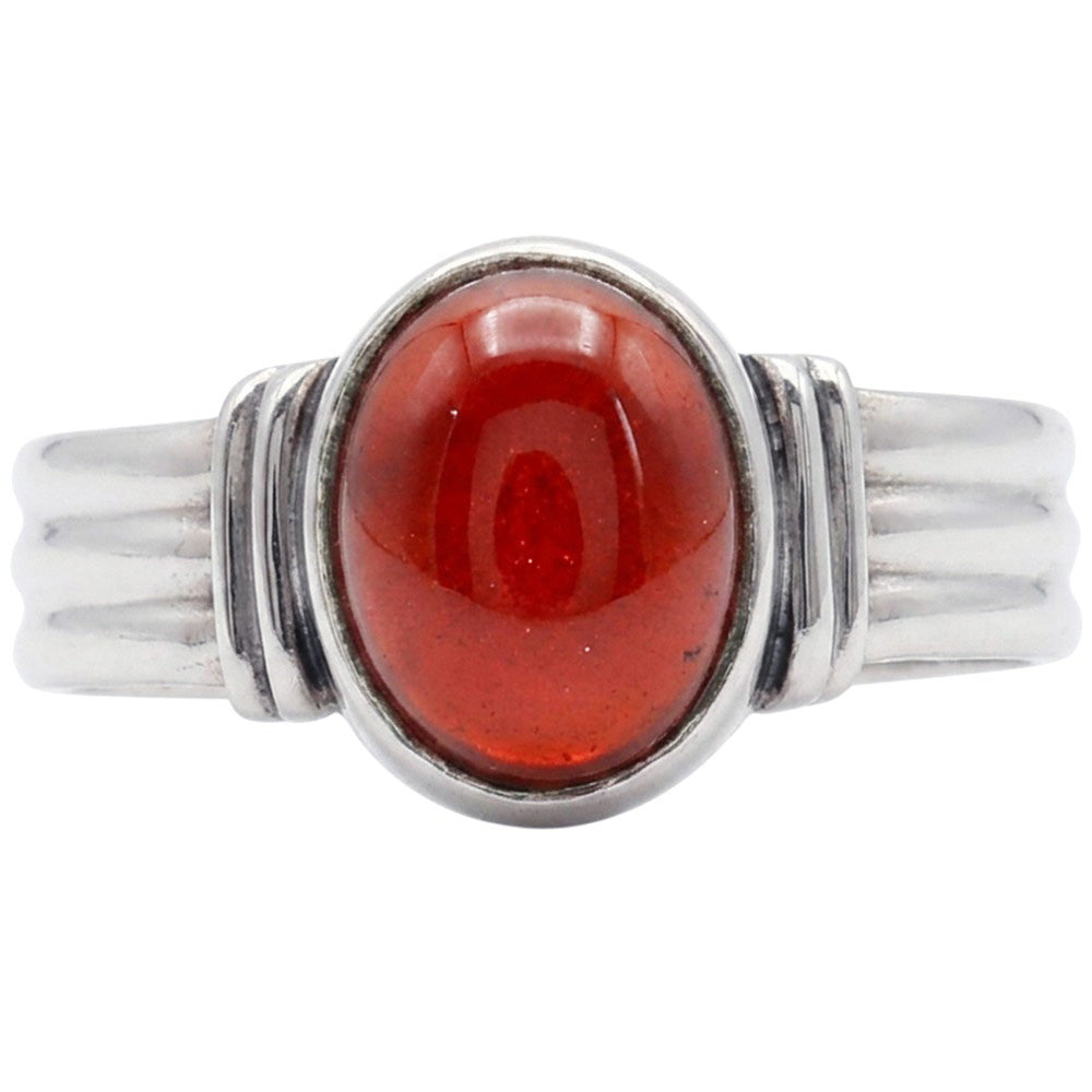 Hessonite Garnet Cab 925 Sterling Silver Ring Jewelry Size-20 SR01490
