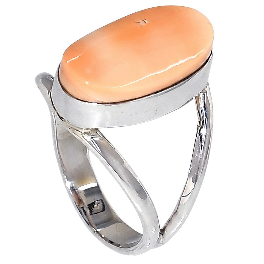 Natural Spiny Oyster Shell 925 Sterling Silver Ring Jewelry Size-18 SR01491
