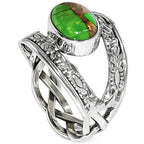 Copper Green Turquoise 925 Sterling Silver Ring Jewelry Size-17 SR01492