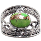 Copper Green Turquoise 925 Sterling Silver Ring Jewelry Size-17 SR01492