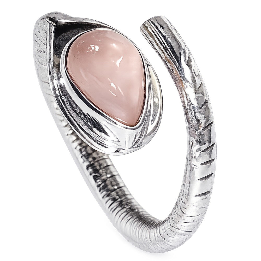 Rose Quartz 925 Sterling Silver Ring Jewelry Size-17 SR01493