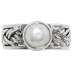 Natural Fresh Water Pearl 925 Sterling Silver Ring Jewelry Size-14 SR01495