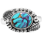 Kingman Purple Dahlia Turquoise 925 Sterling Silver Ring Jewelry Size-17 SR01498