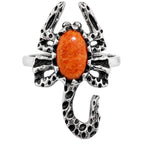 Scorpian - Red Sponge Coral 925 Sterling Silver Ring Jewelry Size-14 SR01504