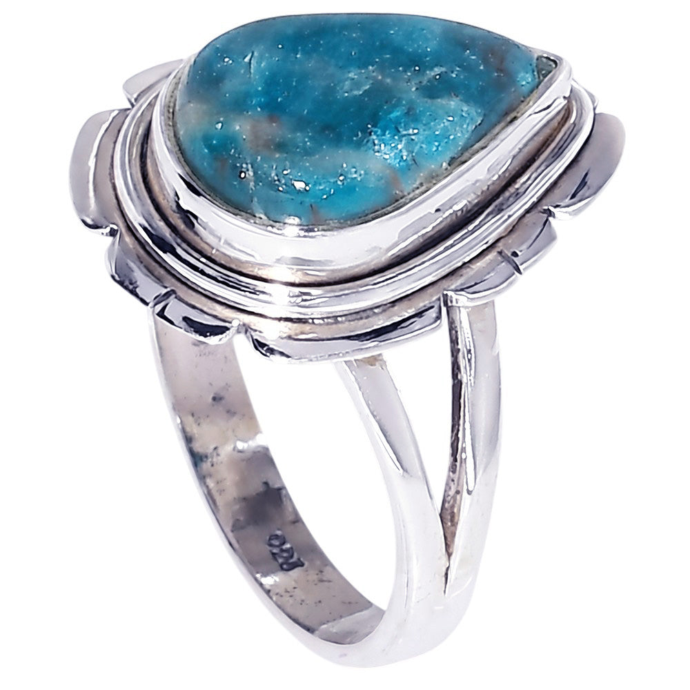 Blue Apatite 925 Sterling Silver Ring Jewelry Size-20 SR01507