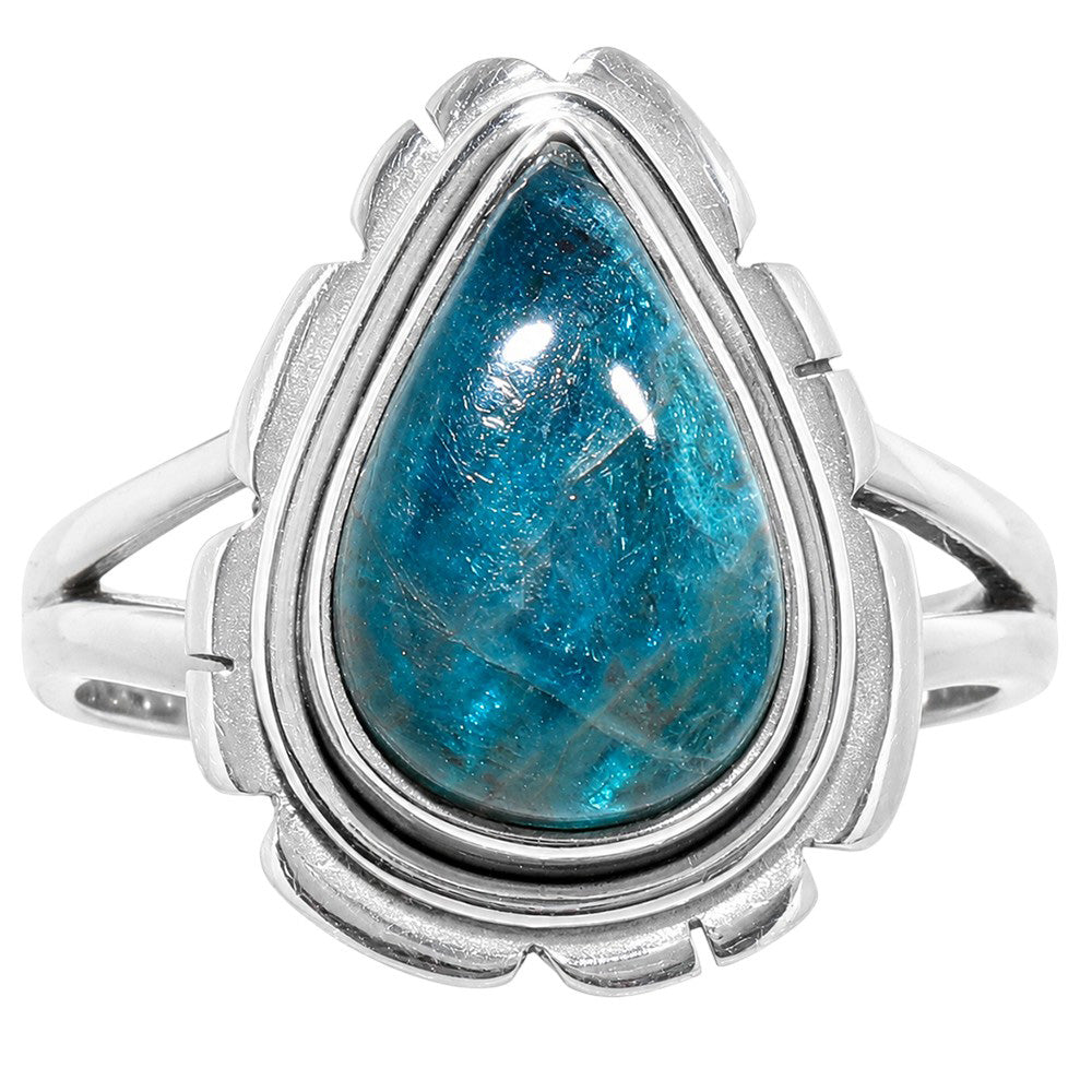 Blue Apatite 925 Sterling Silver Ring Jewelry Size-20 SR01507