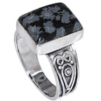 Snow Flake Obsidian 925 Sterling Silver Ring Jewelry Size-17 SR01508