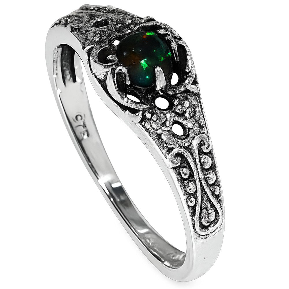 Black Ethiopian Opal 925 Sterling Silver Ring Jewelry Size-13 SR01512