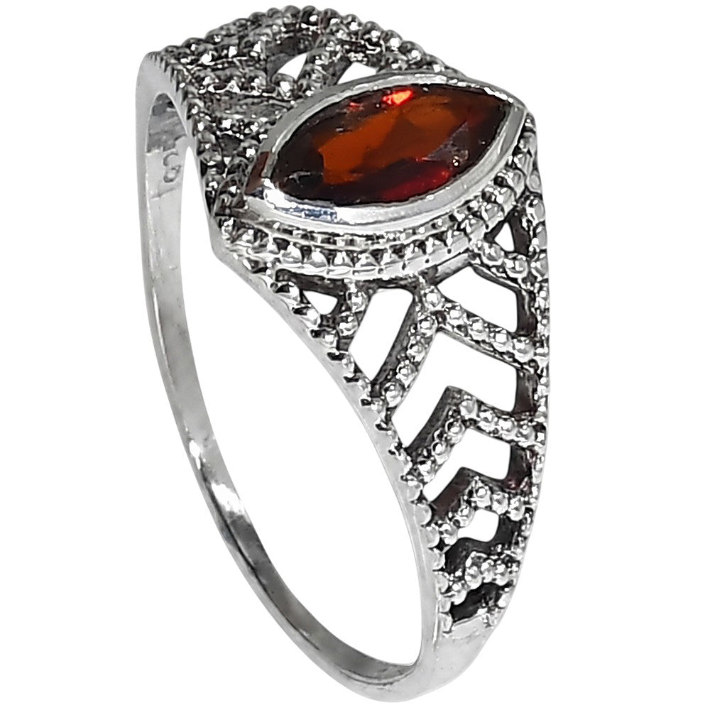 Hessonite Garnet 925 Sterling Silver Ring Jewelry Size-17 SR01513