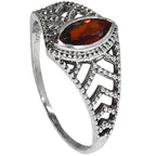 Hessonite Garnet 925 Sterling Silver Ring Jewelry Size-17 SR01513
