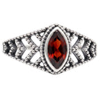 Hessonite Garnet 925 Sterling Silver Ring Jewelry Size-17 SR01513