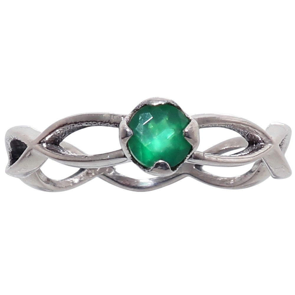 Green Onyx 925 Sterling Silver Ring Jewelry Size-9 SR01520