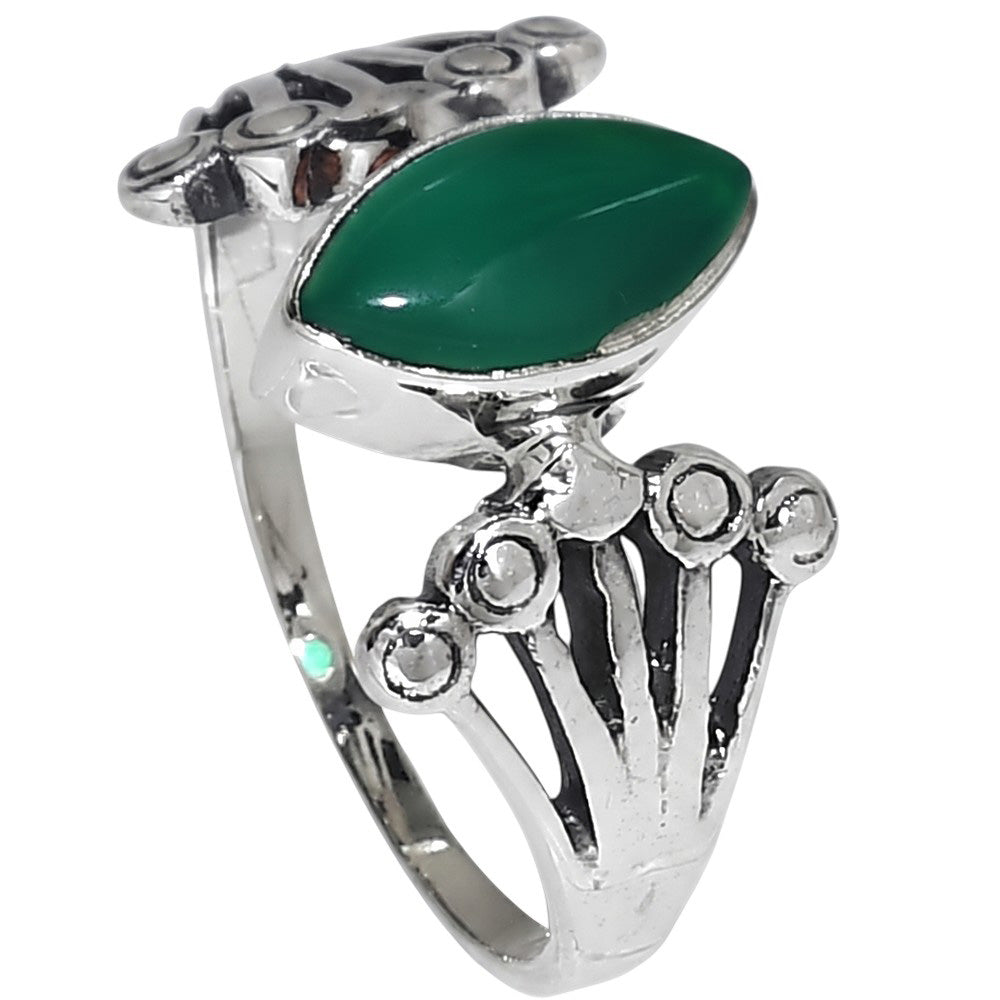Green Onyx 925 Sterling Silver Ring Jewelry Size-13 SR01523