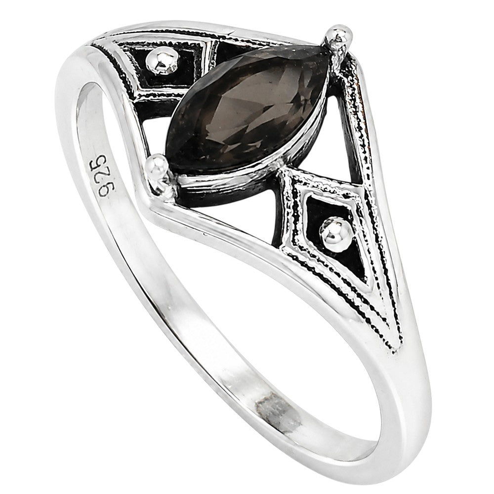 Smoky Quartz 925 Sterling Silver Ring Jewelry Size-14 SR01531