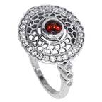 Hessonite Garnet and White Zircon 925 Sterling Silver Ring Jewelry Size-17 SR01538