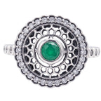 Green Onyx and White Zircon 925 Sterling Silver Ring Jewelry Size-14 SR01539