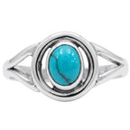 Sleeping Beauty Turquoise 925 Sterling Silver Ring Jewelry Size-17 SR01542