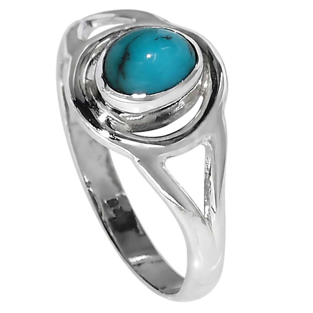 Sleeping Beauty Turquoise 925 Sterling Silver Ring Jewelry Size-17 SR01542