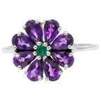 African Amethyst and Green Onyx 925 Sterling Silver Ring Jewelry Size-18 SR01544