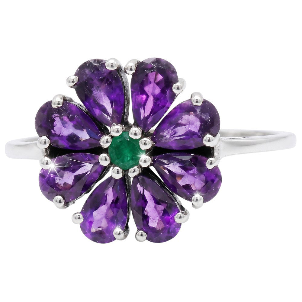 African Amethyst and Green Onyx 925 Sterling Silver Ring Jewelry Size-18 SR01544