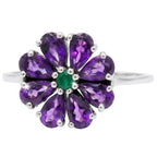 African Amethyst and Green Onyx 925 Sterling Silver Ring Jewelry Size-18 SR01546