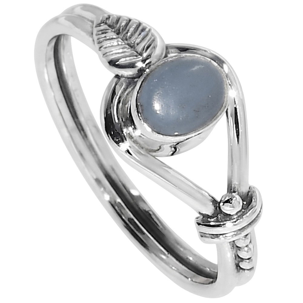 Angelite 925 Sterling Silver Ring Jewelry Size-20 SR01550
