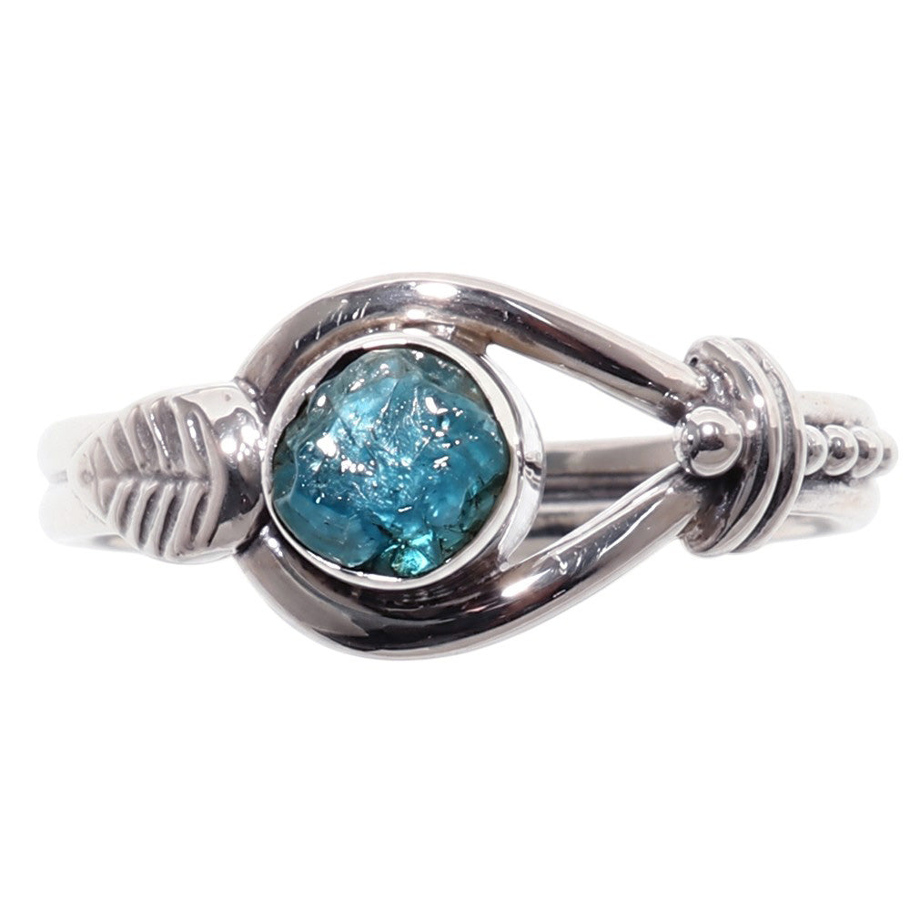 Blue Apatite Rough 925 Sterling Silver Ring Jewelry Size-13 SR01555