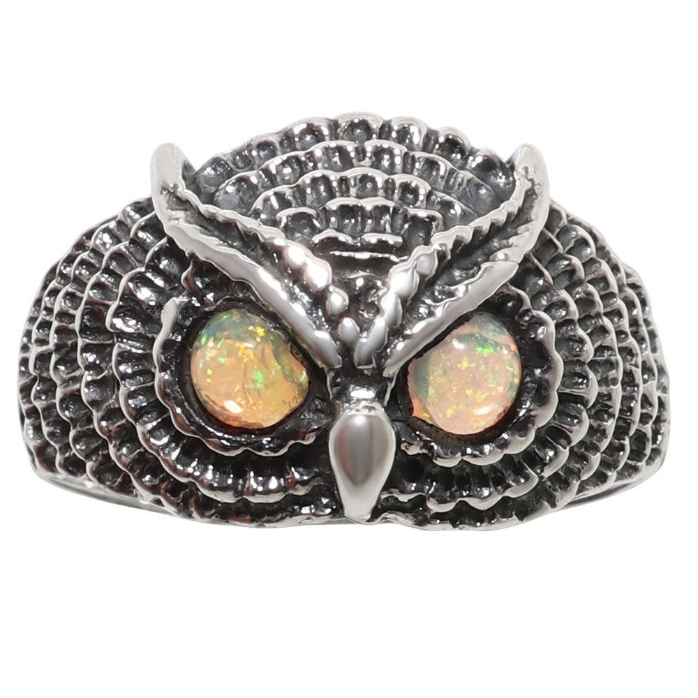 Owl - Ethiopian Opal 925 Sterling Silver Ring Jewelry Size-17 SR01559