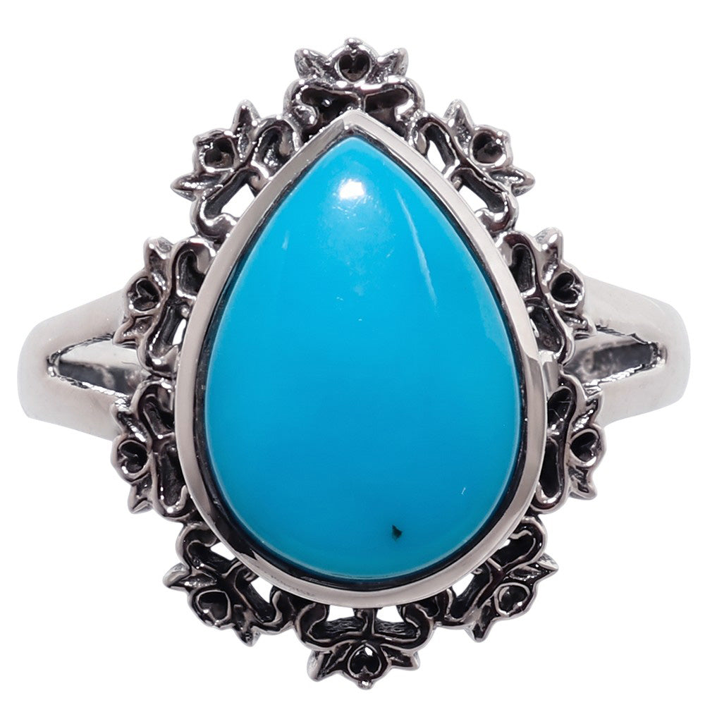 Sleeping Beauty Turquoise 925 Sterling Silver Ring Jewelry Size-22 SR01560