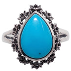 Sleeping Beauty Turquoise 925 Sterling Silver Ring Jewelry Size-22 SR01560