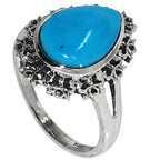 Sleeping Beauty Turquoise 925 Sterling Silver Ring Jewelry Size-22 SR01560