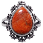 Red Sponge Coral 925 Sterling Silver Ring Jewelry Size-14 SR01561