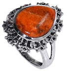 Red Sponge Coral 925 Sterling Silver Ring Jewelry Size-14 SR01561