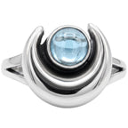 Crescent Moon - London Blue Topaz 925 Sterling Silver Ring Jewelry Size-17 SR01563